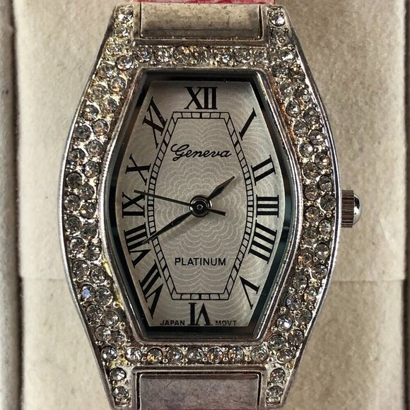 Geneva Platinum Silver Tone With Rhinestones Bracelet Watch - Picture 2 of 5